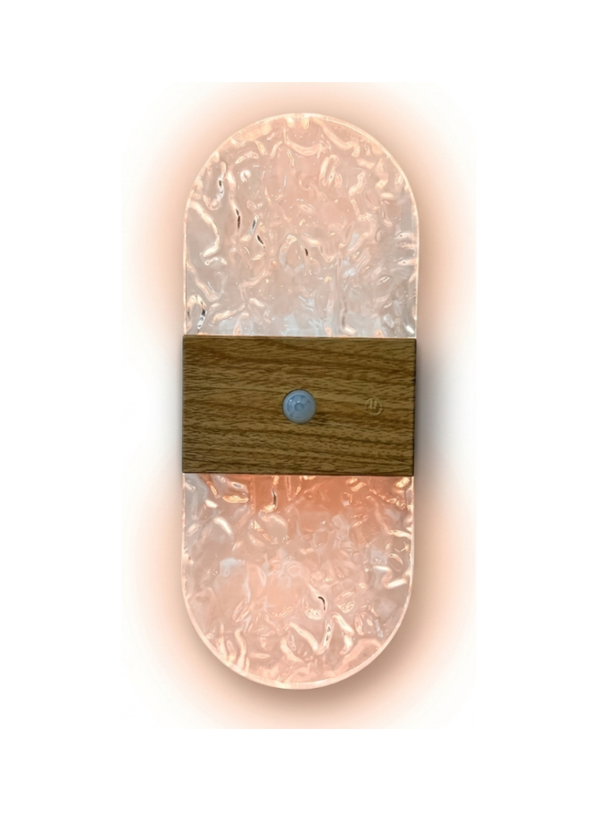 Wood & Textured Glass Capsule Motion Sensor Light